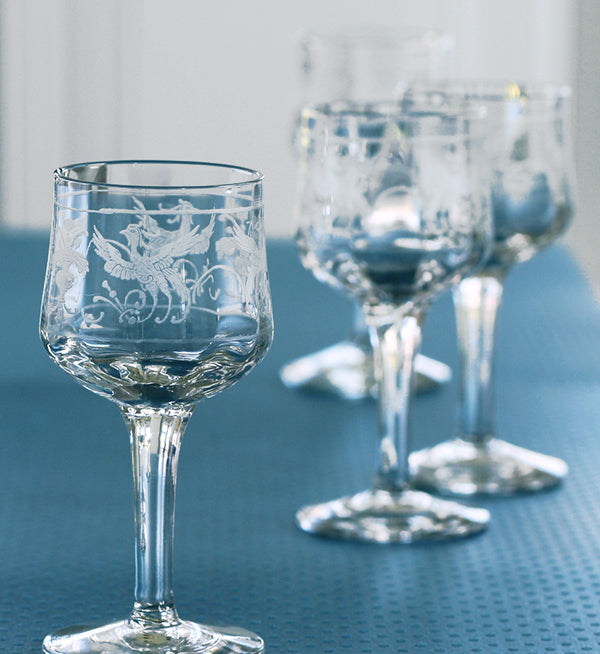 Blue Italian Wine Glasses Set of 4